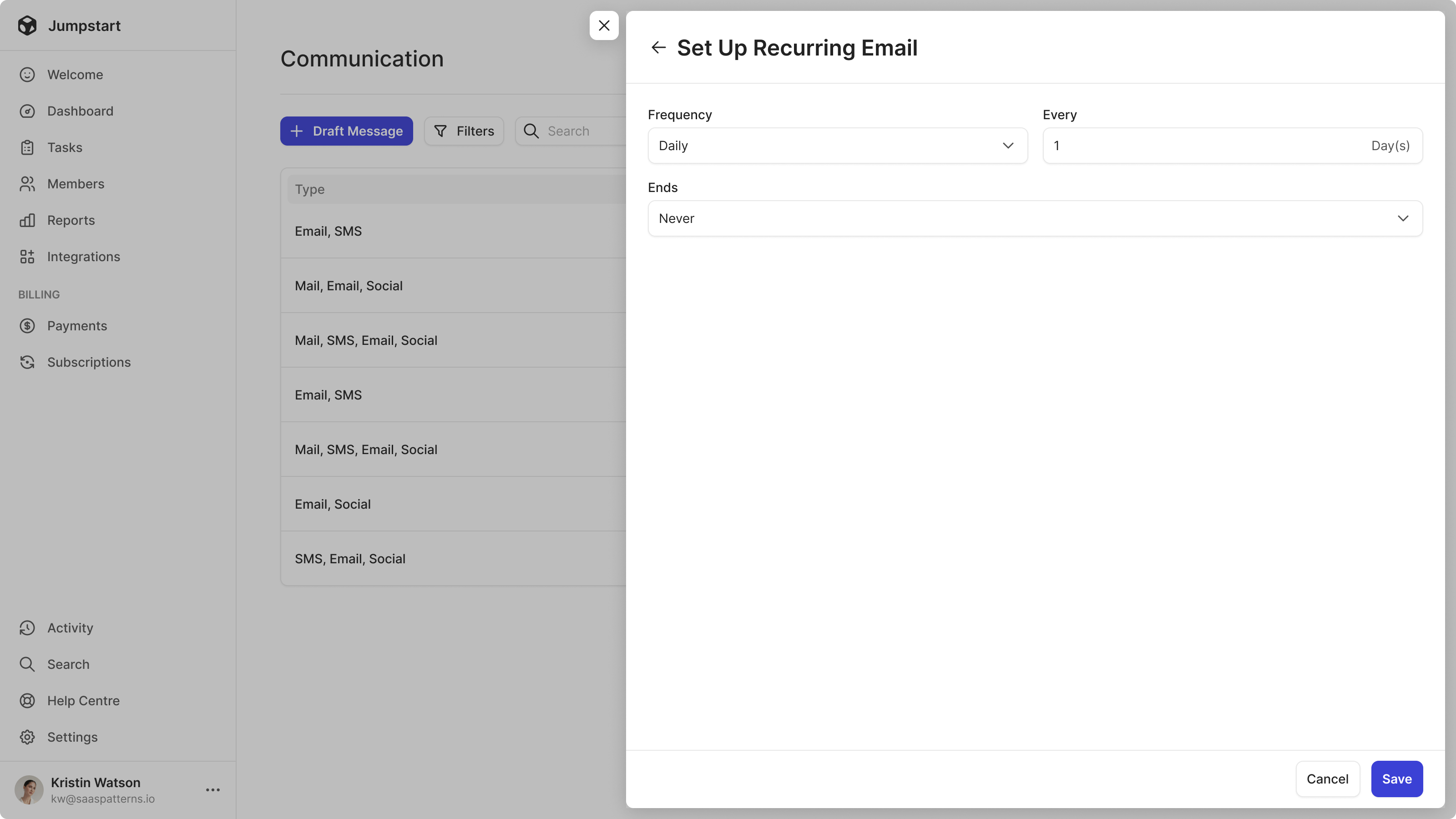 Recurring Email Setup