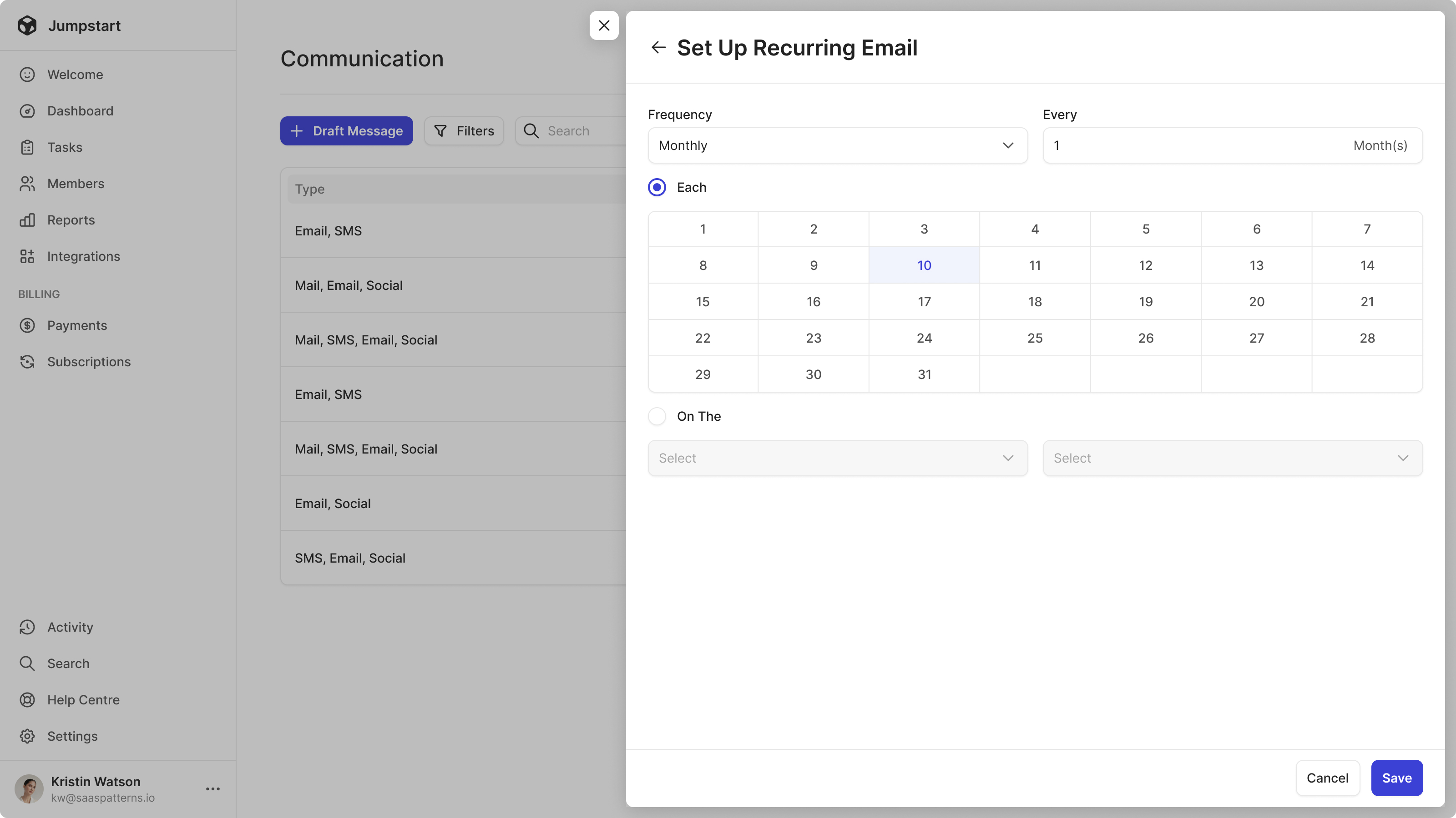 Recurring Email Setup