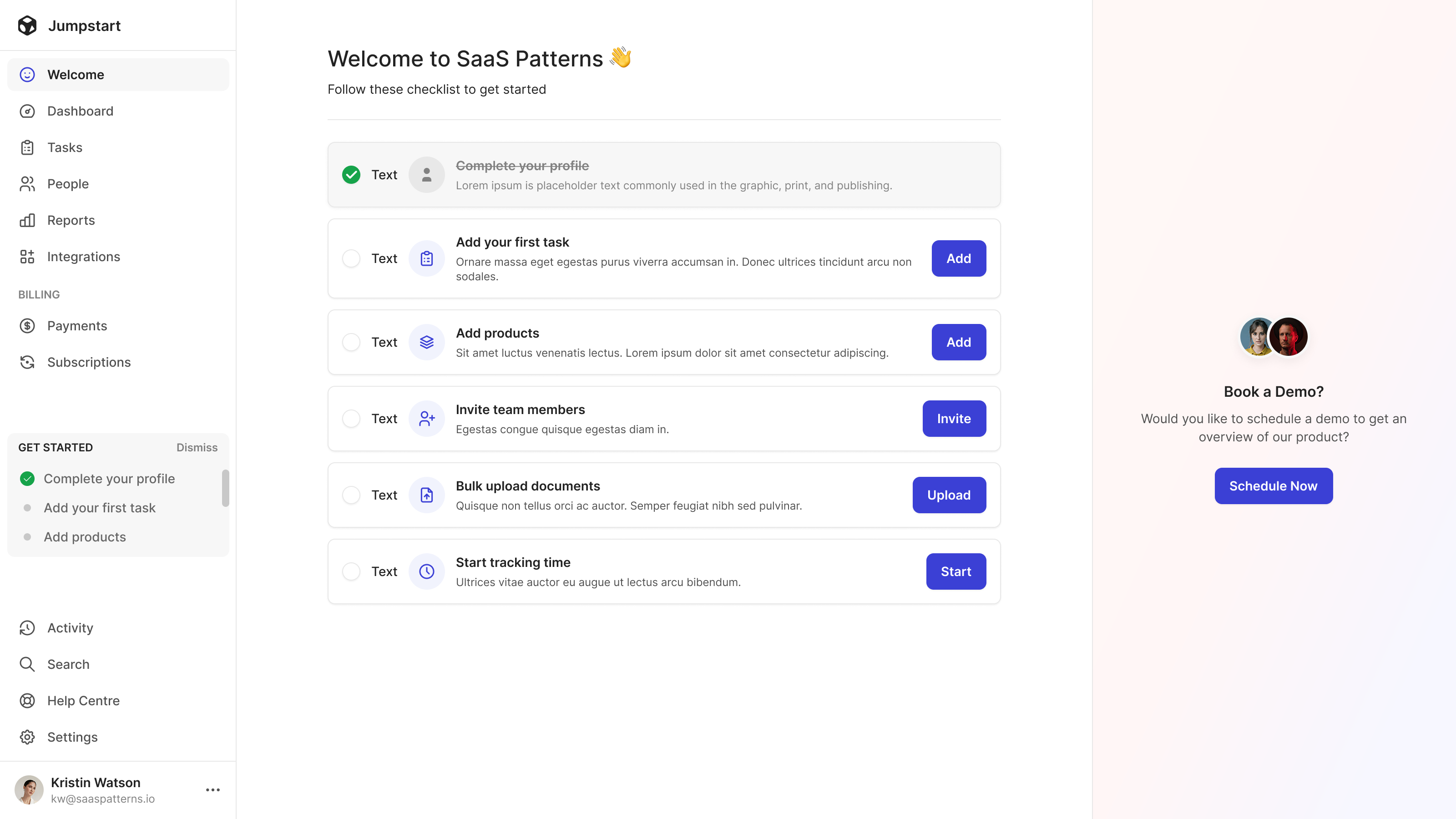 SaaS Patterns Checklist