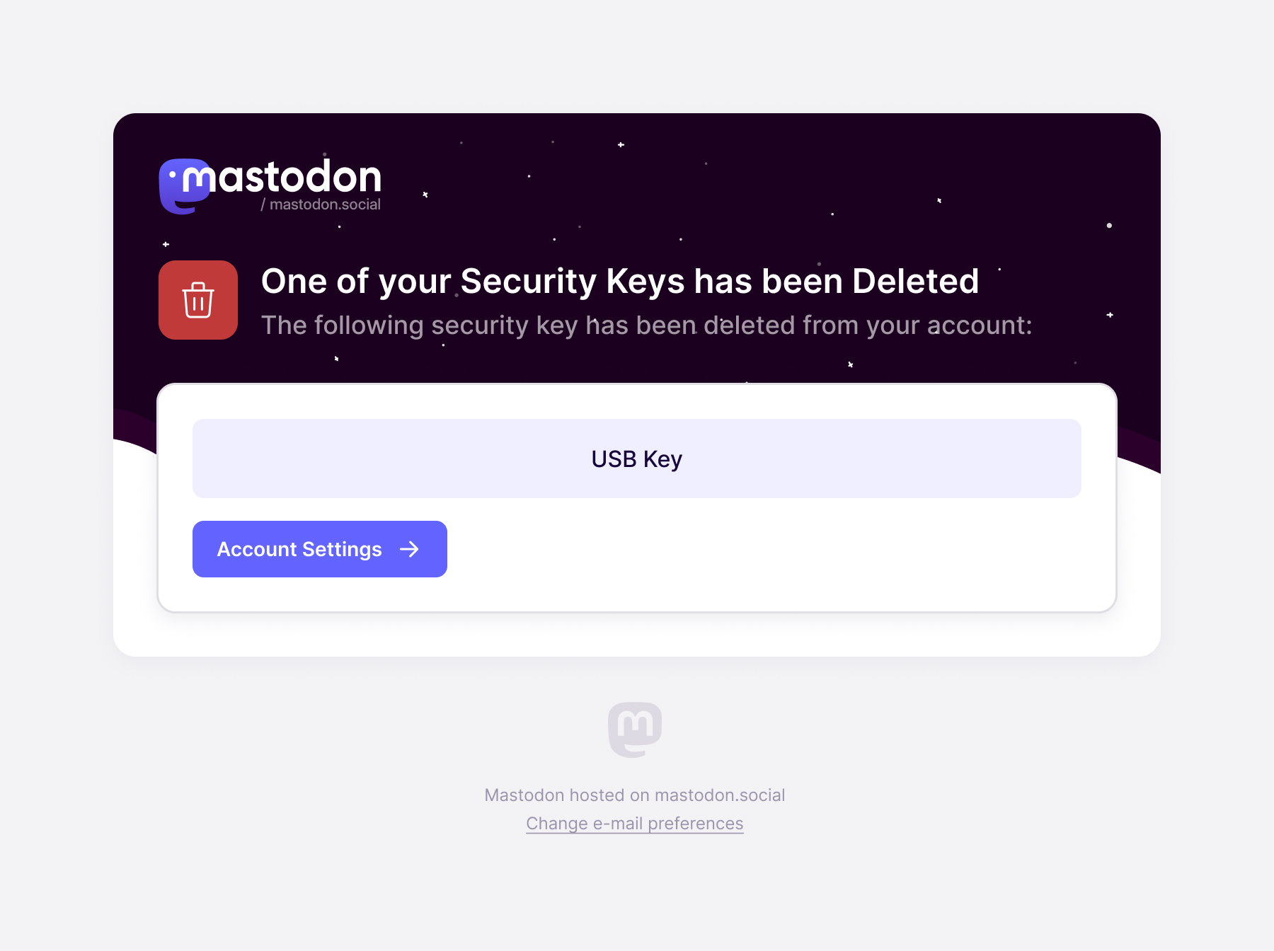 Security Key Notification